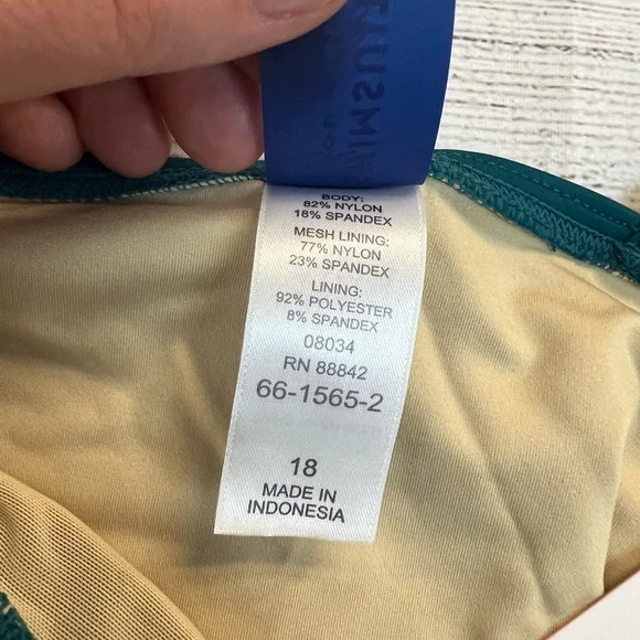 Swimsuits For All Teal Tie Shoulder One Piece Swimsuit Size 18 - Picture 9 of 9